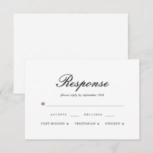 Elegant Black and White Wedding RSVP-kaart RSVP Kaartje