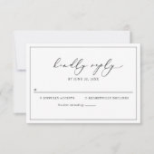 Elegant Black and White Wedding RSVP-kaart RSVP Kaartje (Voorkant)