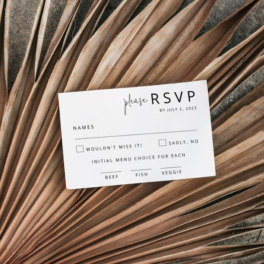 Elegant Black and White Wedding RSVP-kaart RSVP Kaartje