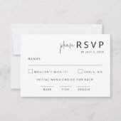 Elegant Black and White Wedding RSVP-kaart RSVP Kaartje (Voorkant)