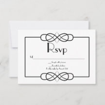 Elegant Black and White Wedding RSVP-kaart