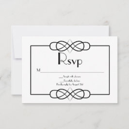 Elegant Black and White Wedding RSVP-kaart RSVP Kaartje