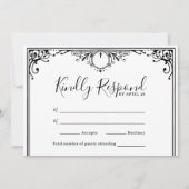 Elegant Black and White Wedding RSVP-Kaarten (Voorkant)