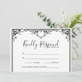 Elegant Black and White Wedding RSVP-Kaarten (Staand voorkant)