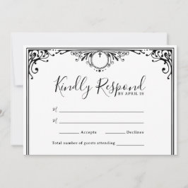Elegant Black and White Wedding RSVP-Kaarten