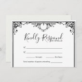 Elegant Black and White Wedding RSVP-Kaarten (Voorkant / Achterkant)