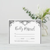 Elegant Black and White Wedding RSVP-Kaarten (Staand voorkant)