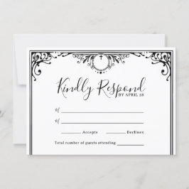 Elegant Black and White Wedding RSVP-Kaarten