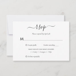 Elegant Black and White Wedding RSVP-Kaarten RSVP Kaartje