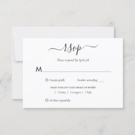 Elegant Black and White Wedding RSVP-Kaarten RSVP Kaartje