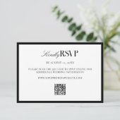 Elegant Black and White Wedding RSVP Kaartje (Staand voorkant)