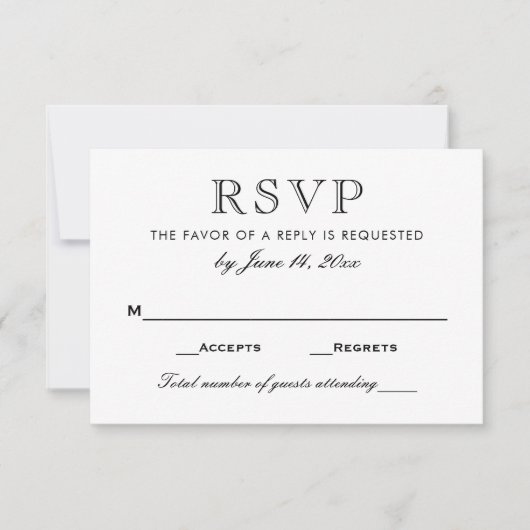 Elegant Black and White Wedding RSVP Kaartje (Voorkant)