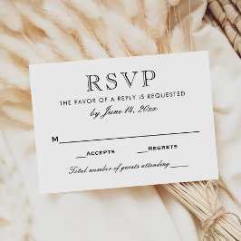 Elegant Black and White Wedding RSVP Kaartje
