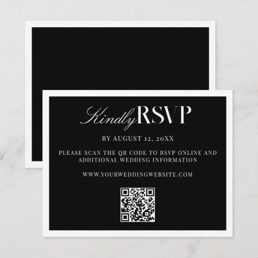 Elegant Black and White Wedding RSVP Kaartje (Voorkant / Achterkant)