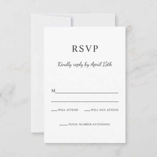 Elegant Black and White Wedding RSVP Kaartje (Voorkant)