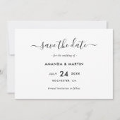 Elegant Black and White Wedding Save The Date (Voorkant)