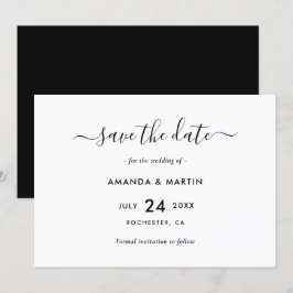 Elegant Black and White Wedding Save The Date