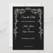 Elegant black and white wedding save the date aankondiging (Voorkant)