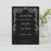 Elegant black and white wedding save the date aankondiging (Staand voorkant)