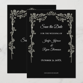 Elegant black and white wedding save the date aankondiging