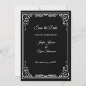 Elegant black and white wedding save the date aankondiging (Voorkant)