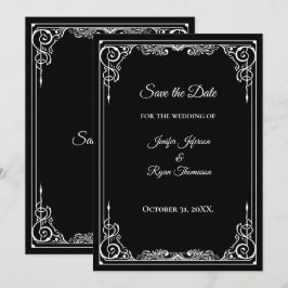 Elegant black and white wedding save the date aankondiging