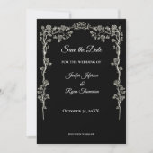 Elegant black and white wedding save the date aankondiging (Voorkant)