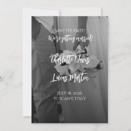 Elegant Black And White Wedding Save the Date Card Kaart