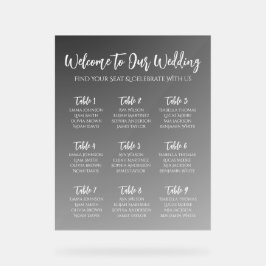 Elegant Black And White Wedding Seating Chart Acryl Bord