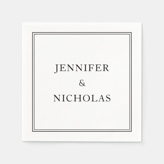 Elegant Black and White Wedding Servet (Voorkant)