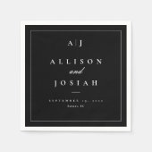 Elegant Black and White Wedding Servet (Voorkant)