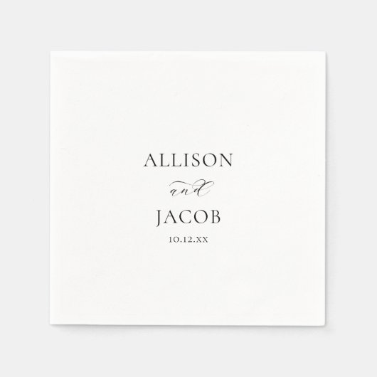 Elegant Black and White Wedding Servet (Voorkant)