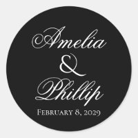 Elegant Black and White Wedding Stickers