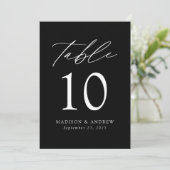 Elegant Black and White Wedding Table Number (Staand voorkant)