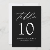 Elegant Black and White Wedding Table Number (Achterkant)