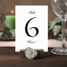 Elegant Black and White Wedding Table Number Sign Kaart