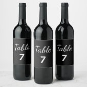 Elegant Black and White Wedding Table Number Wijn Etiket (Flessen)