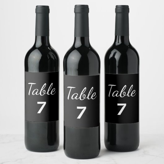 Elegant Black and White Wedding Table Number Wijn Etiket (Flessen)