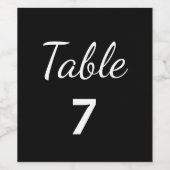 Elegant Black and White Wedding Table Number Wijn Etiket (Enkel label)