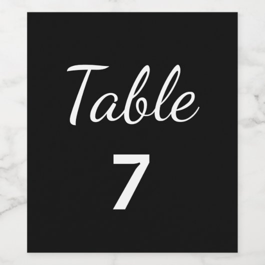 Elegant Black and White Wedding Table Number Wijn Etiket (Enkel label)