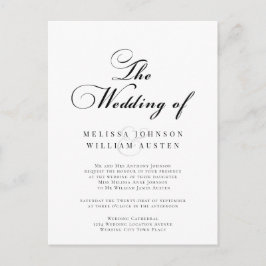 Elegant Black and White Wedding Uitnodiging Briefkaart
