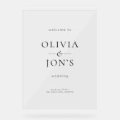 Elegant Black and White Wedding Welcome  Acryl Bord (Voorkant)
