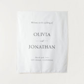 Elegant Black and White Wedding Welcome Fabric  Wandkleed (Voorkant)