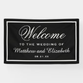 Elegant Black and White Wedding Welcome Spandoek (Horizontaal)