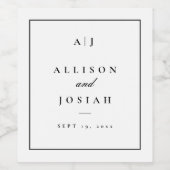 Elegant Black and White Wedding Wijn Etiket (Enkel label)