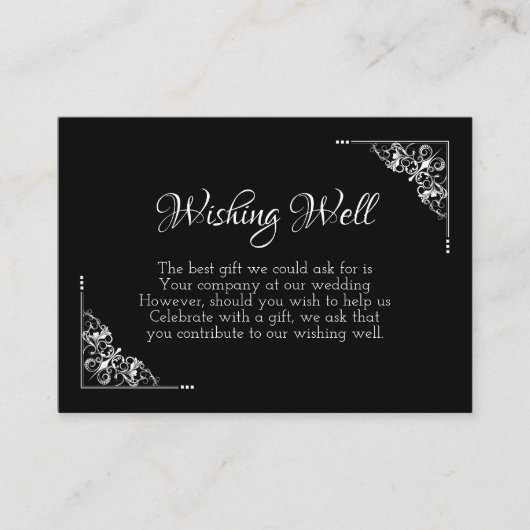 Elegant Black and White Wedding Wishing Good Informatiekaartje (Voorkant)