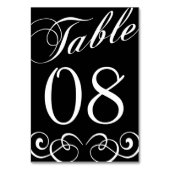 Elegant Black and White Wedtable Number Kaart (Achterkant)