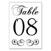 Elegant Black and White Wedtable Number Kaart (Voorkant)
