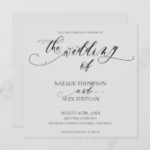 Elegant Black and White Whimsical Script Weddensch Kaart (Voorkant / Achterkant)