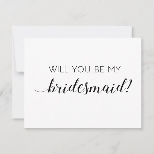 Elegant Black and White wil dat je mijn Bridesmaid Kaart (Voorkant)